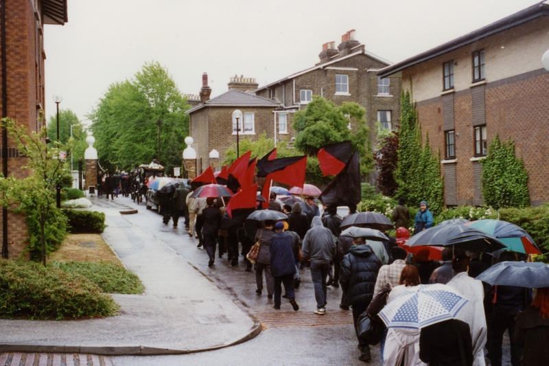 Red and black flags at Albert Meltzer's funeral