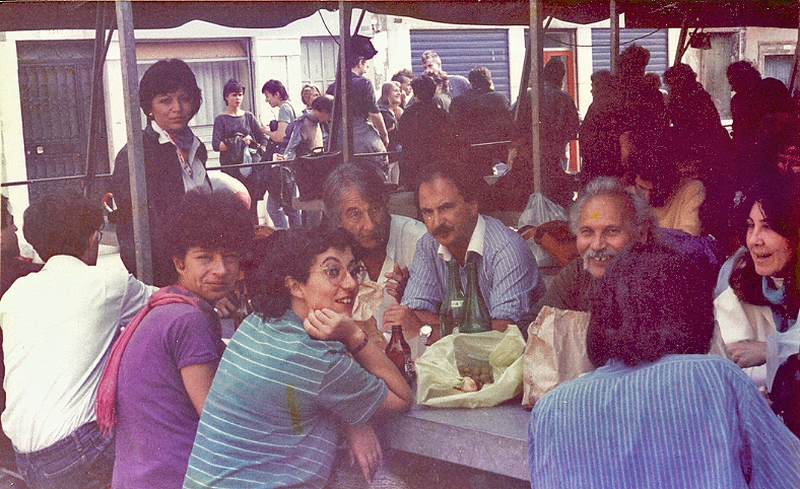 Ariane Gransac, Octavio Alberola, Stuart Christie, Franco Leggio and Moni Téllez, Venice 1984