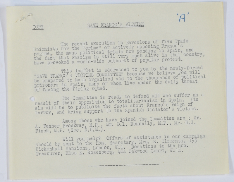 Special Branch report on protest meeting against Barcelona executions (1952) page 6