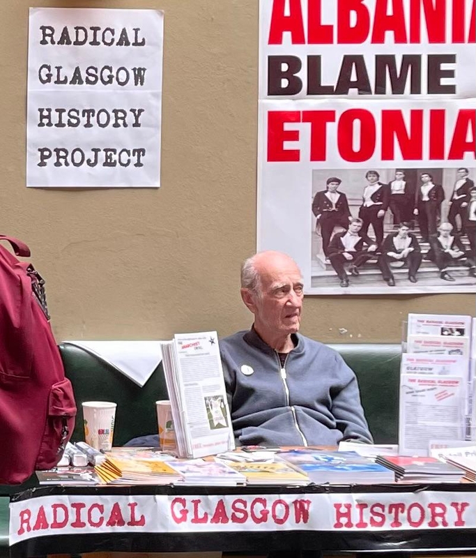 John Couzin with Radical Glasgow History Project stall