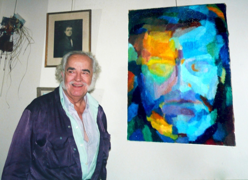 Agustín García Calvo with portrait by Ariane Gransac