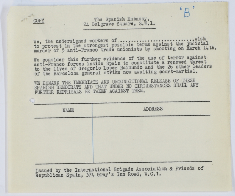 Special Branch report on protest meeting against Barcelona executions (1952) page 7