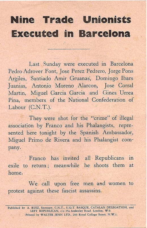 A Leaflet [protesting the execution of members of the Tallion group]