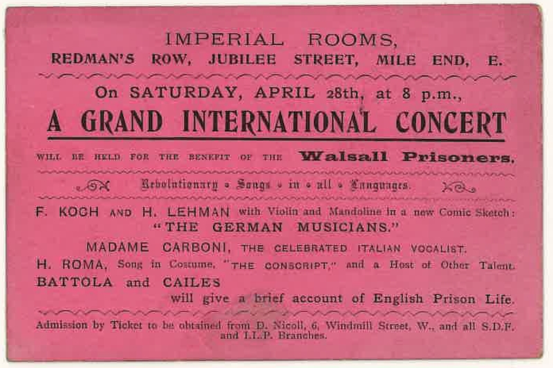 Walsall Prisoners Benefit Concert Ticket [1900]