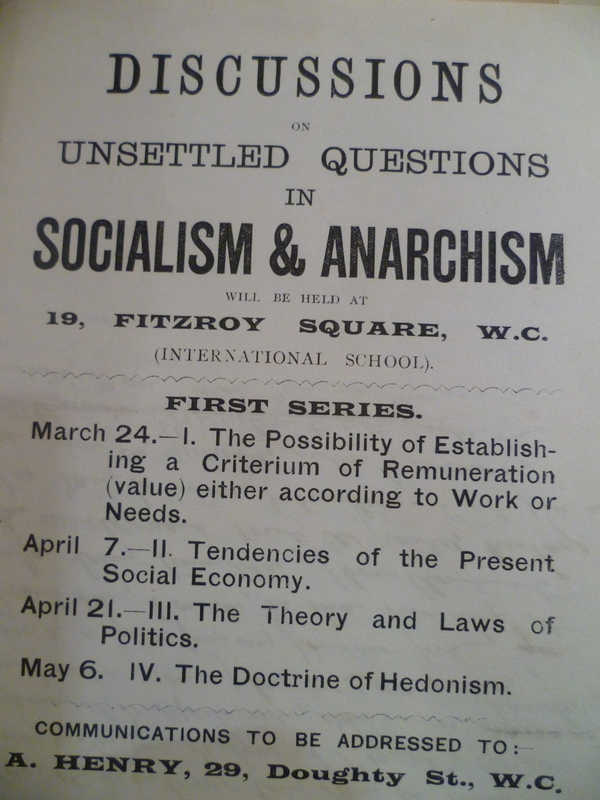 Unsettled Questions in Socialism & Anarchism at the International School