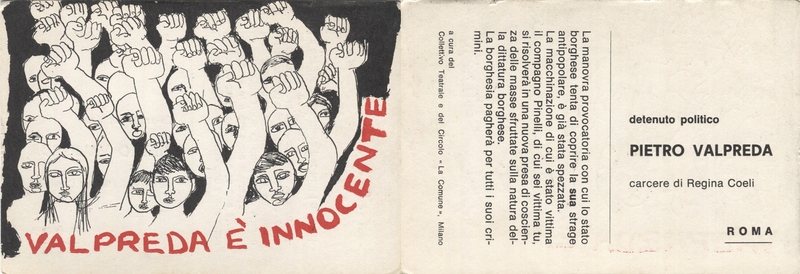 Valpreda è innocente [Protest postcard, 1970]